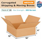 IDL Packaging-B-12124-25 Flat Corrugated Shipping Boxes 12"L x 12”W x 4"H - Image 2