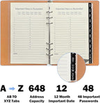 Reﬁllable Address Book with Alphabetical Tabs, 48 Passwords Combo Book - Image 3