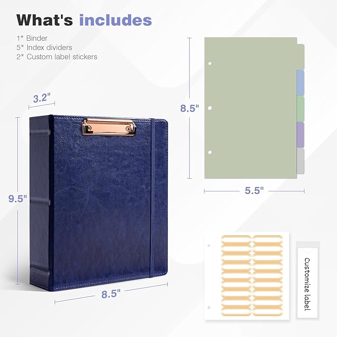 Ospelelf 2 Inch Mini Binder 3 Ring, Vintage Leather Clipboard Binders Dividers - Image 3