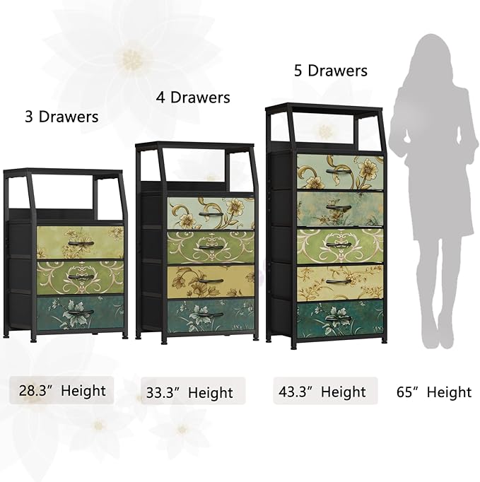 Furnulem Retro Dresser for Bedroom, Small Dresser for Closet, Vintage Nightstand - Image 7