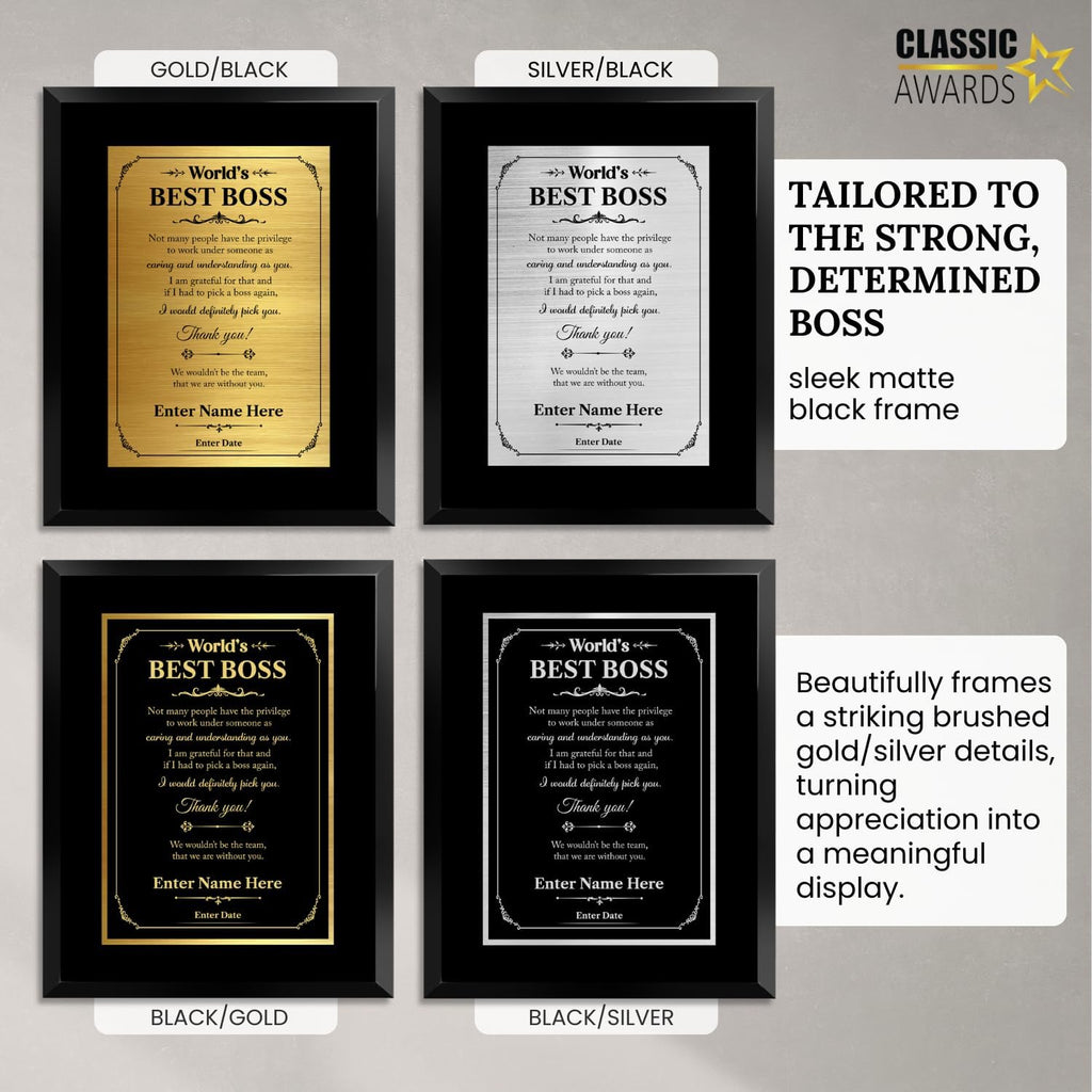 Custom Award Plaque for Boss, Leadership Gifts, Boss Gifts for Men/Women | Custom Plaque Gifts for Bosses/Leaders/Executives/Supervisors, Personalized Going Away Gift for Boss