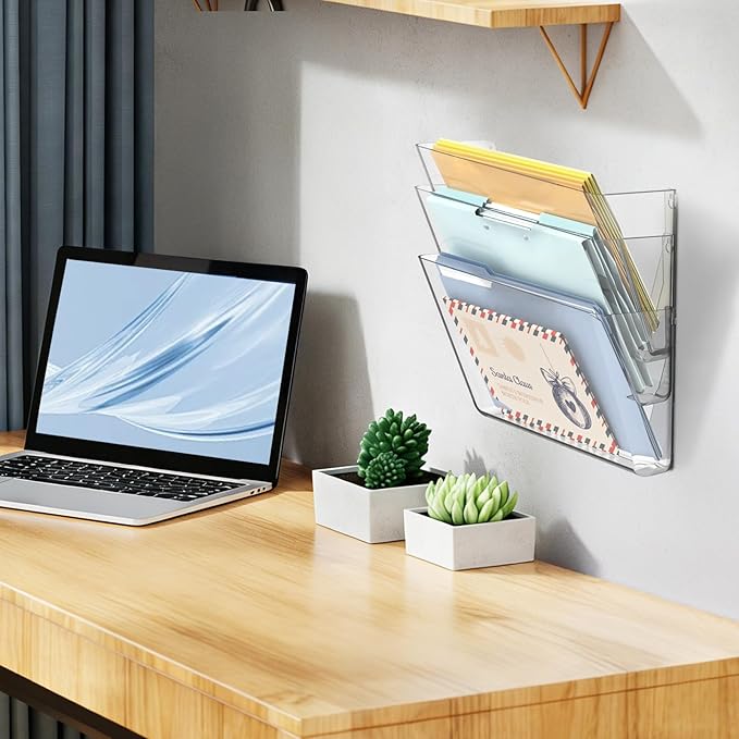SUPEASY Clear Acrylic Single Pocket, Large Plastic Hanging Wall Mount File - Image 6