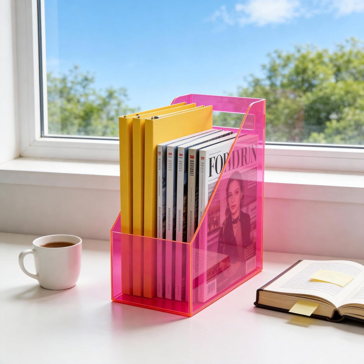 Acrylic Magazine Rack Desk File Holder Organizer for Office Desktop Vertical ...