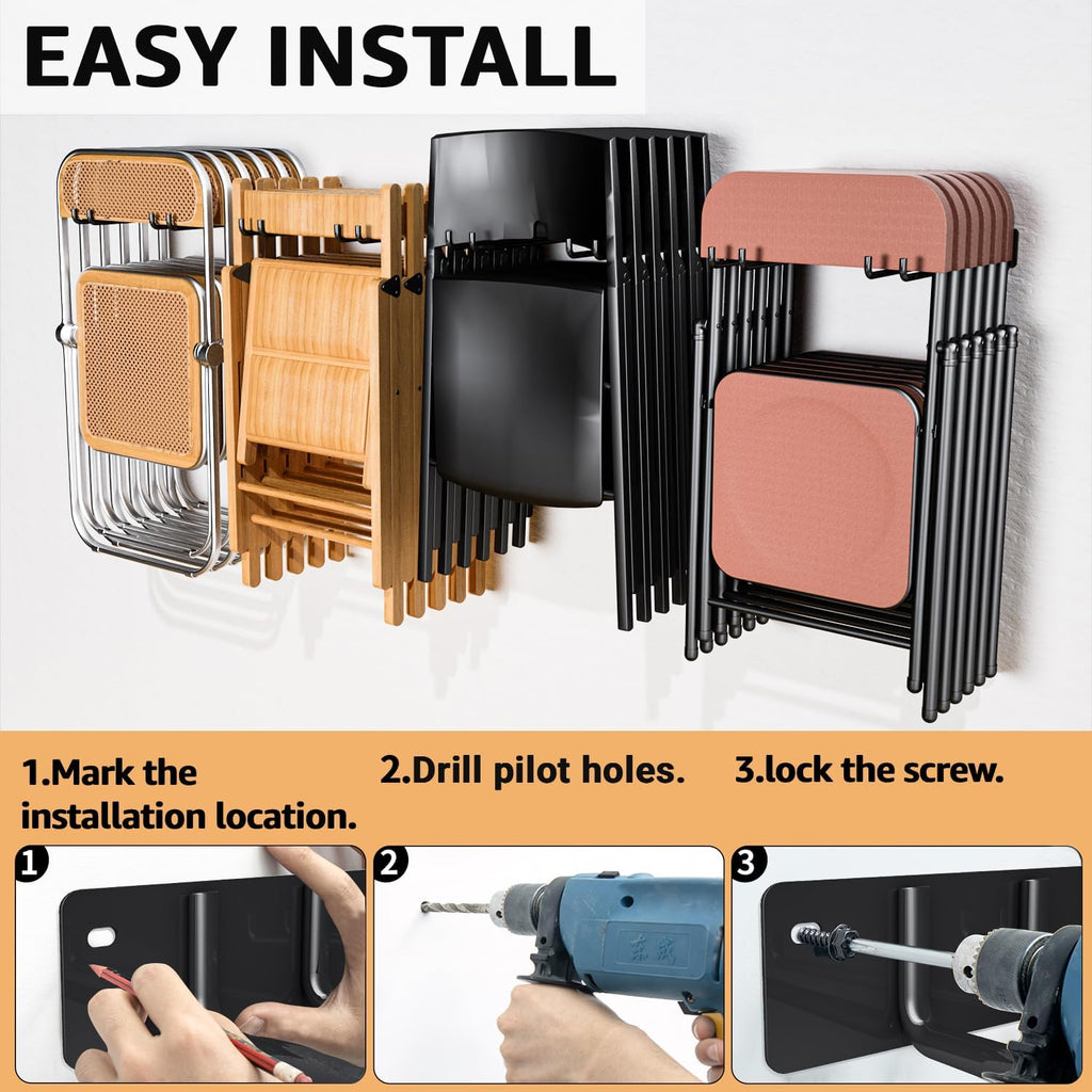 yyr folding chair storage rack, garden tool & showing dimensions
