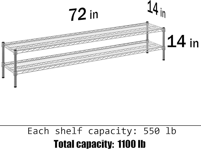Regal Altair 14" Deep x 72" Wide x 14" Height Wire Shelving Kit | 2-Tier | NSF - Image 3