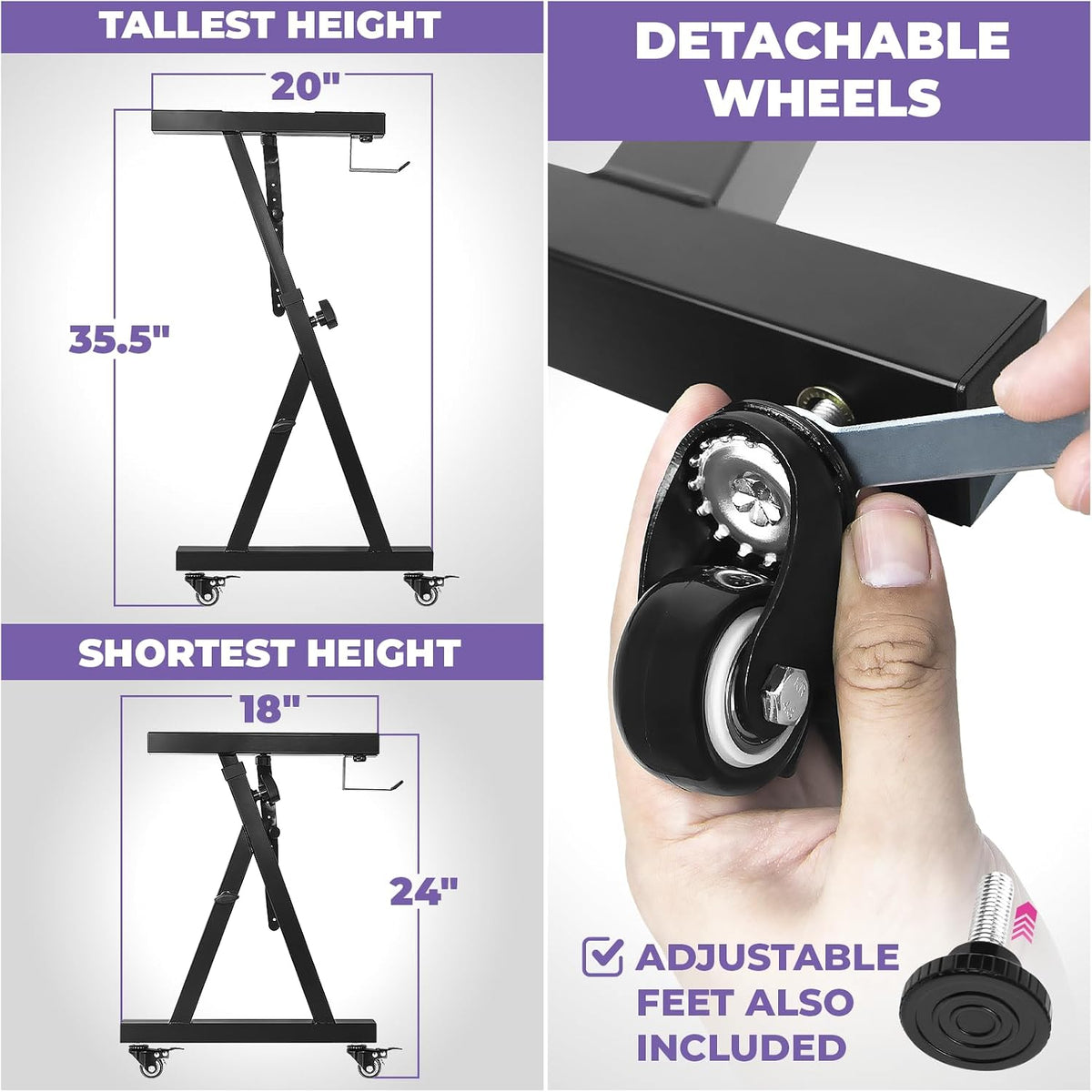 Liquid Stands Keyboard Stand w/ Wheels - Black Z Style Adjustable & Porta...