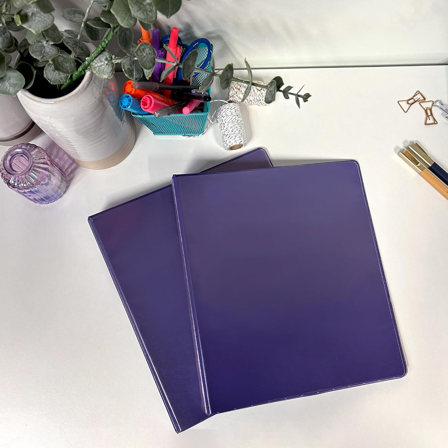 Samsill Plant-Based 1.5 Inch Durable Round Ring, View Binder, Eco-Friendly, USDA Certified Biobased, 2 Count,Pack of 1, Purple