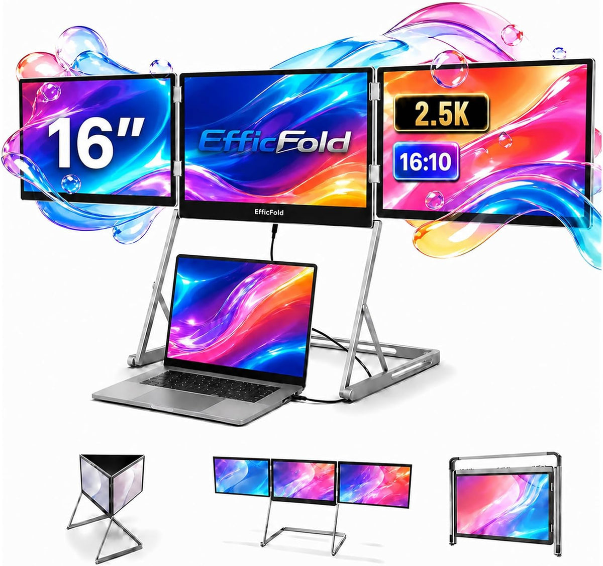 TriCreate 2.5K QHD 16 Inch Triple Screen Laptop Screen Extender
