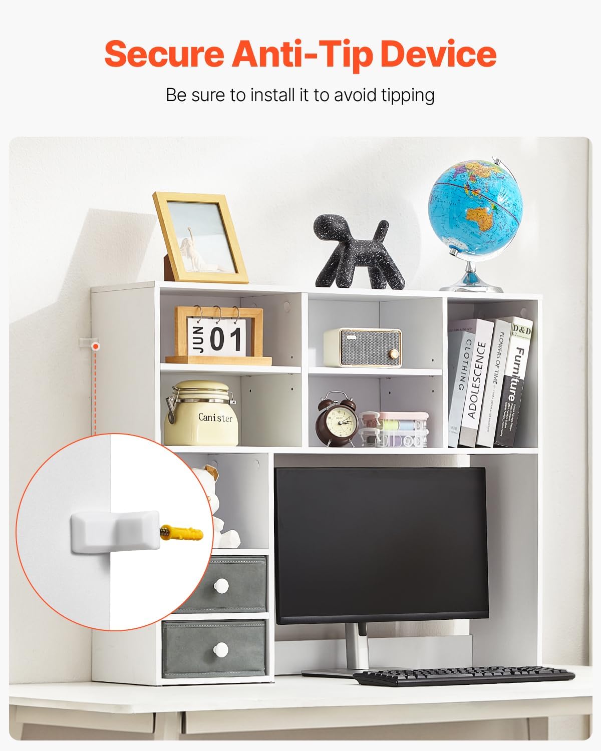 VEVOR Desktop Bookshelf, 3-Tier Desktop Storage Organizer, 37" x 10&quot...