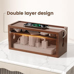 HomeBliss Extra Large Cable Management Box – Brown Double Layer Wooden Cord - Image 4