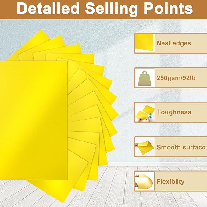 Silunkia 120 Sheets Solar Yellow Shimmer Cardstock 8.5 x 11 Crafts Paper - Image 3