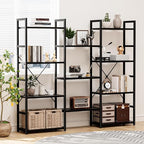 NUMENN Triple Wide 4 Tier Bookshelf, Adjustable Rustic Industrial Style - Image 6