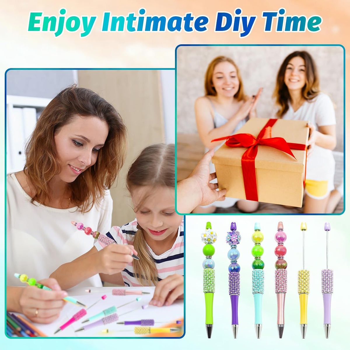 150 Pcs DIY Diamond Beadable Pen Kit - 50 Plastic Rhinestone Beaded Pens Bulk...