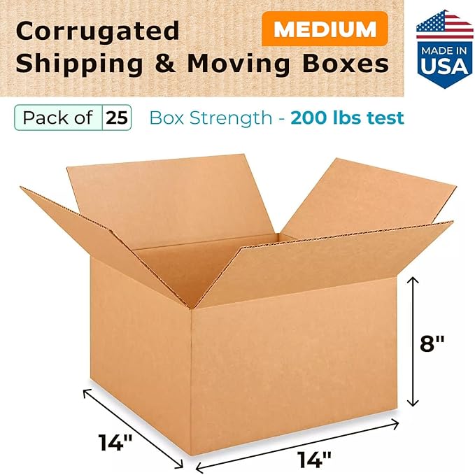 IDL Packaging Medium Corrugated Shipping Boxes 14"L x 14"W x 8"H – Excellent - Image 2