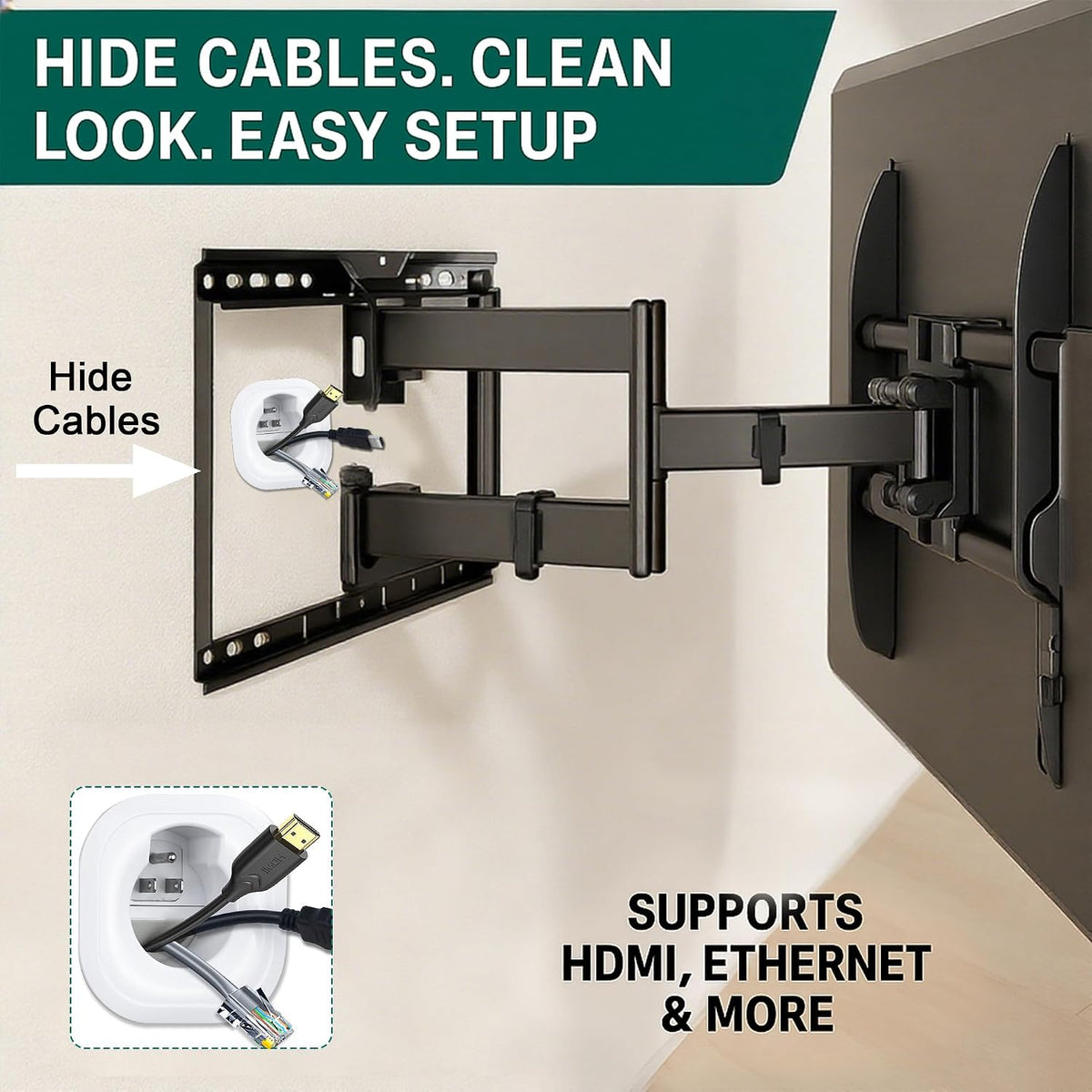 in-Wall Cable Management kit, Cord Hiding for Wall, Hide TV Wires When Mounti...