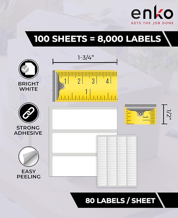 enKo 8000 Labels, 1/2" x 1-3/4" - Image 2