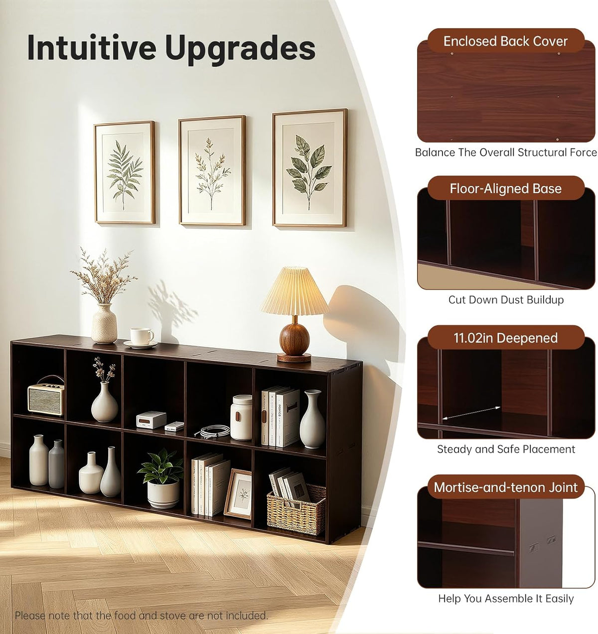 10 Cube Storage Organizer - Pine Wood Bookshelf - Cube Shelf - Vertical or Ho...