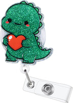 Cute Dinosaur Pediatric Nurse Badge Reel, Retractable ID Card T-Rex Badge by BVIIE