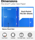 Dunwell 2-Pocket 3-Prong Folders, Clear Front Pocket, 6 Pack, Poly | 6 Vibrant Colors, Durable Acid-Free Poly Plastic, Binder Folders with Brads, Includes Labels