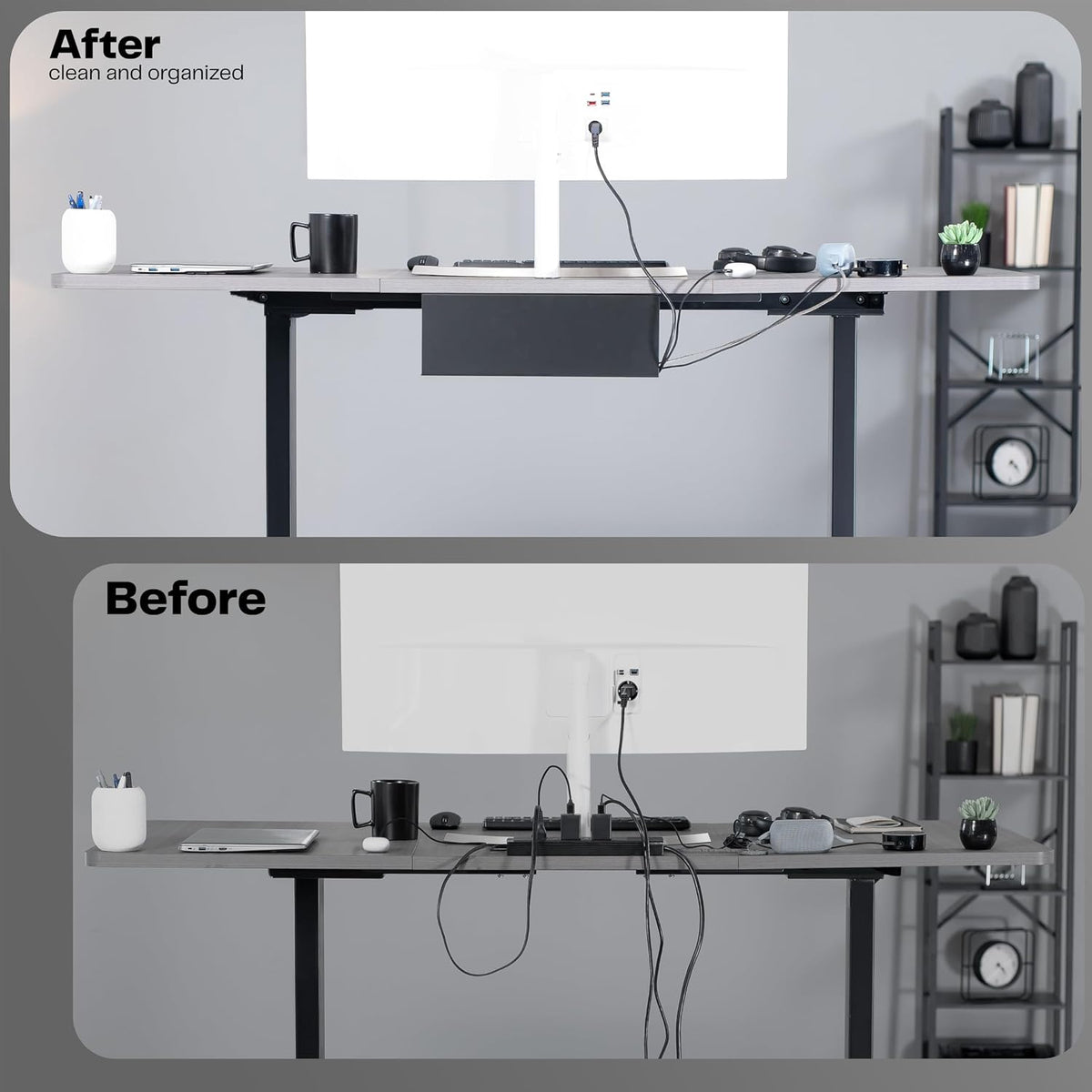 VIVO 2 Pack Black 17 in Under Desk Cable Management Tray, DESK-AC06-2C