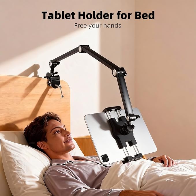 ZUZUXI Tablet Stand Holder for Desk and Bed, Adjustable Aluminum Foldable Arm - Image 3