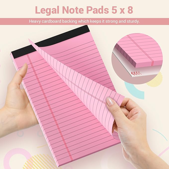 Legal Pads 5x8 Colored Note Pads, 4 Pack College Ruled Notepads 5x8 Lined Paper - Image 5