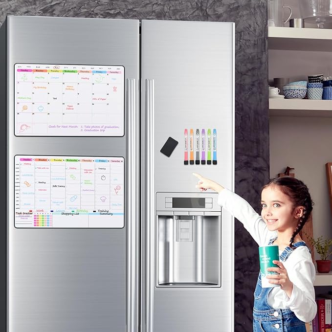 POPRUN Dry Erase Calendar weekly and monthly self adhesive stick on - Image 2
