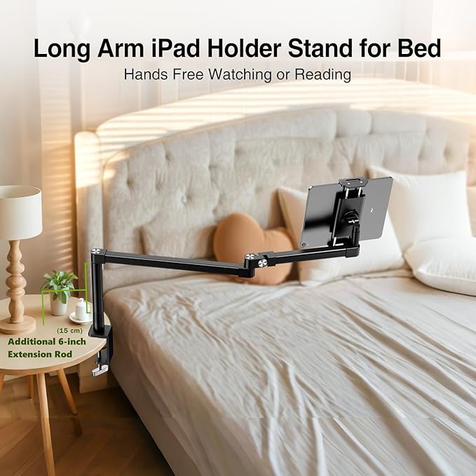 elitehood 28in Long Arm iPad Desk Mount, Heavy Duty Aluminum Tablet Arm Mount - Image 3