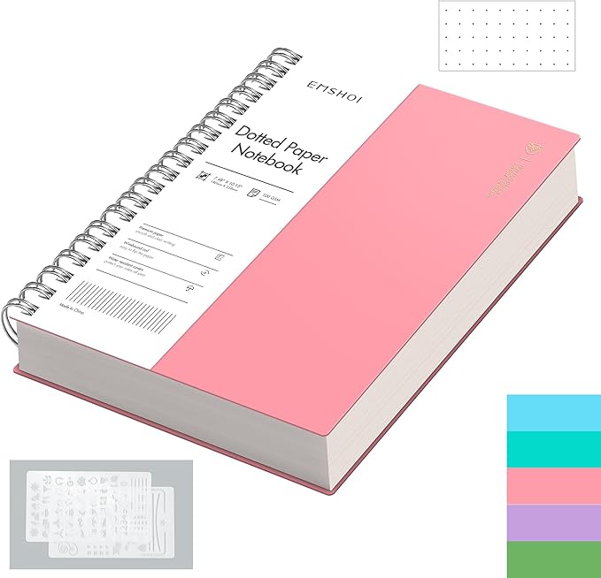 EMSHOI B5 Spiral Notebook Bullet Dotted journal, Large 7.48" X 10.15", 300 by EMSHOI