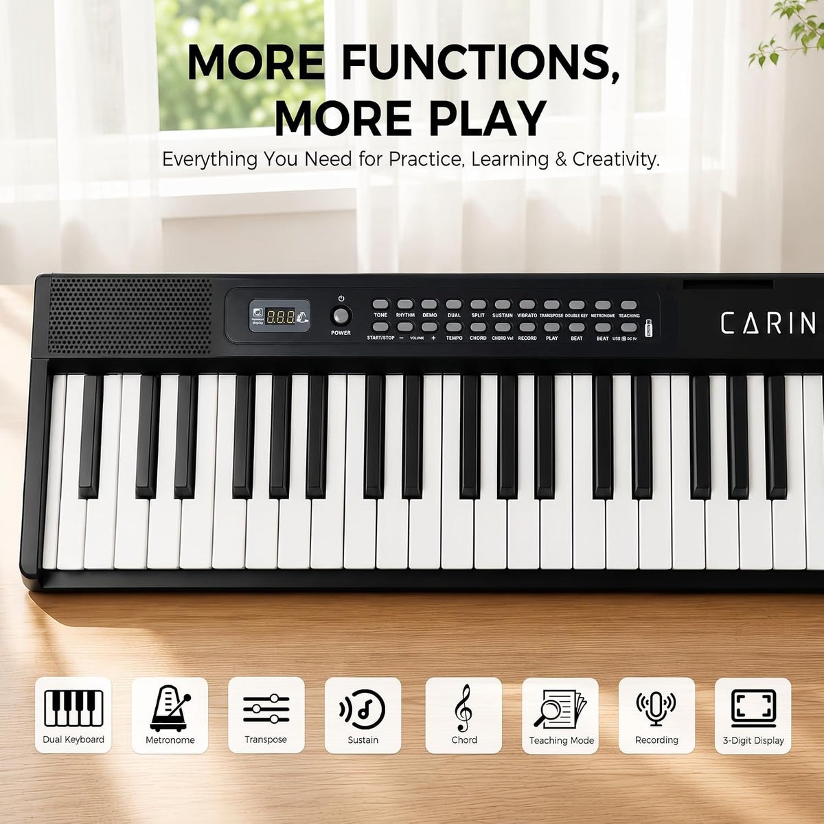 Carina 88-Key Foldable Digital Piano, Semi-Weighted, Portable Keyboard