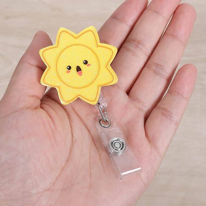 Happy Sunshine Badge Reel, Cute Retractable ID Card Badge Holders, Badge Clip - Image 2