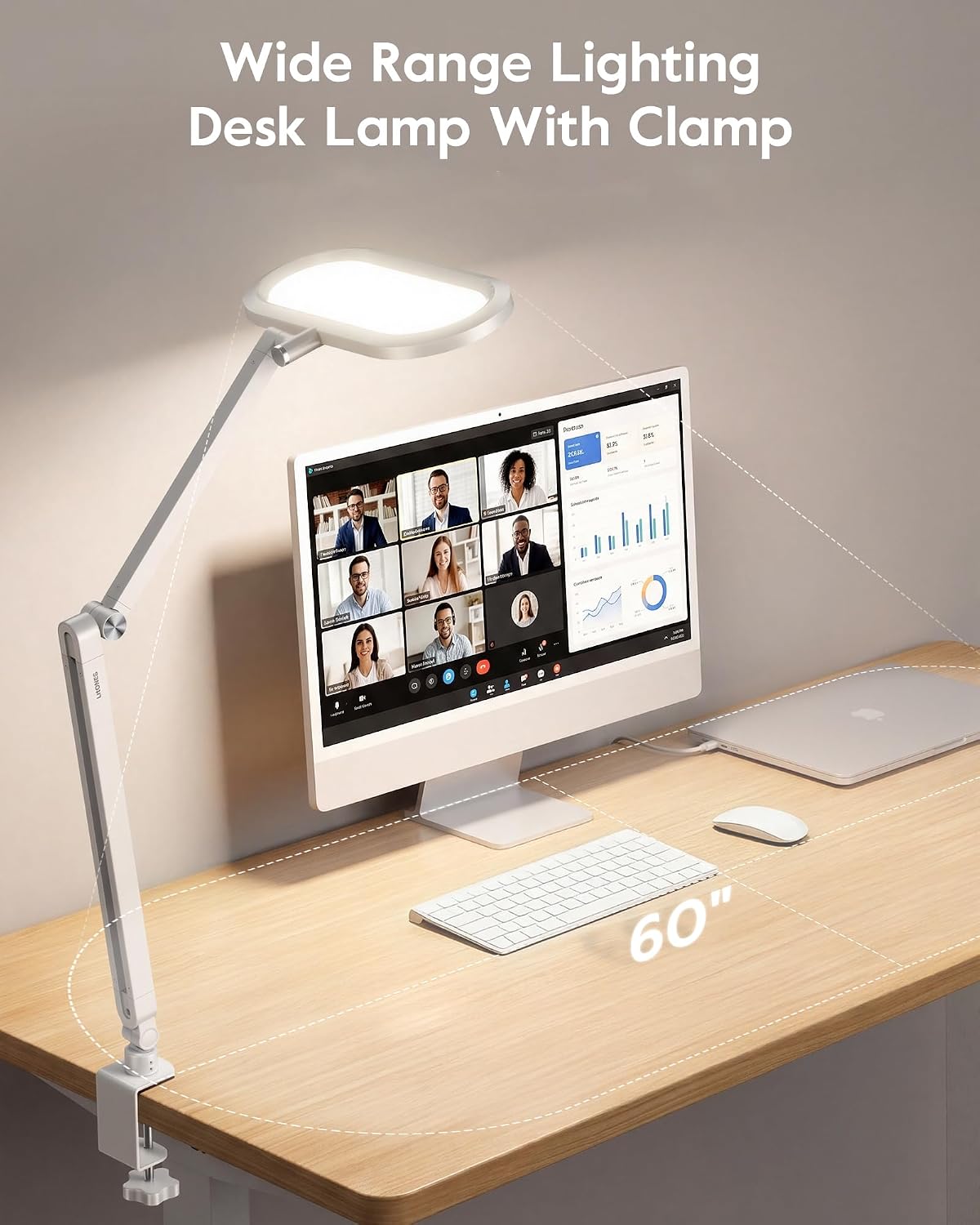 LitONES LED Desk Lamp with Clamp and Stepless Remote, Dual-Sided Soft Light