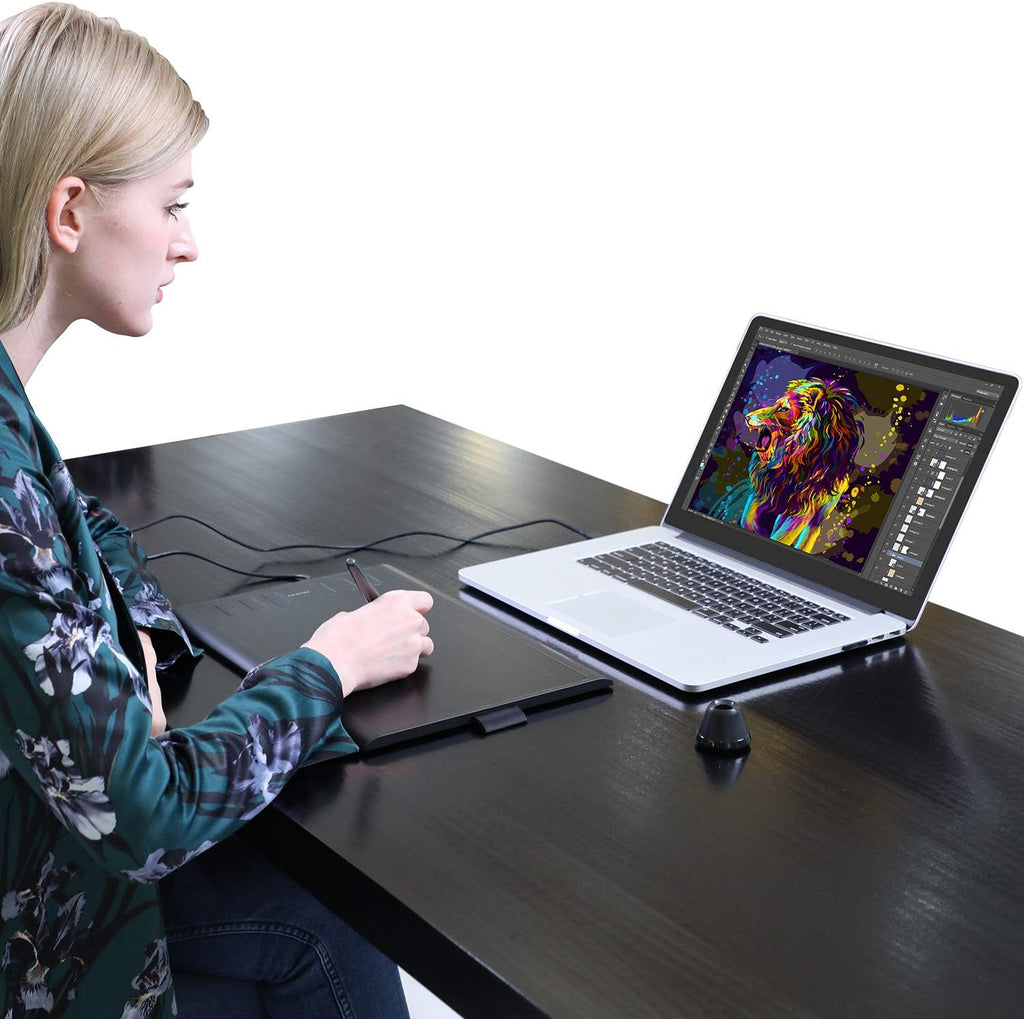 huion inspiroy h1060p graphics drawing tablet, 10 x, front angle view