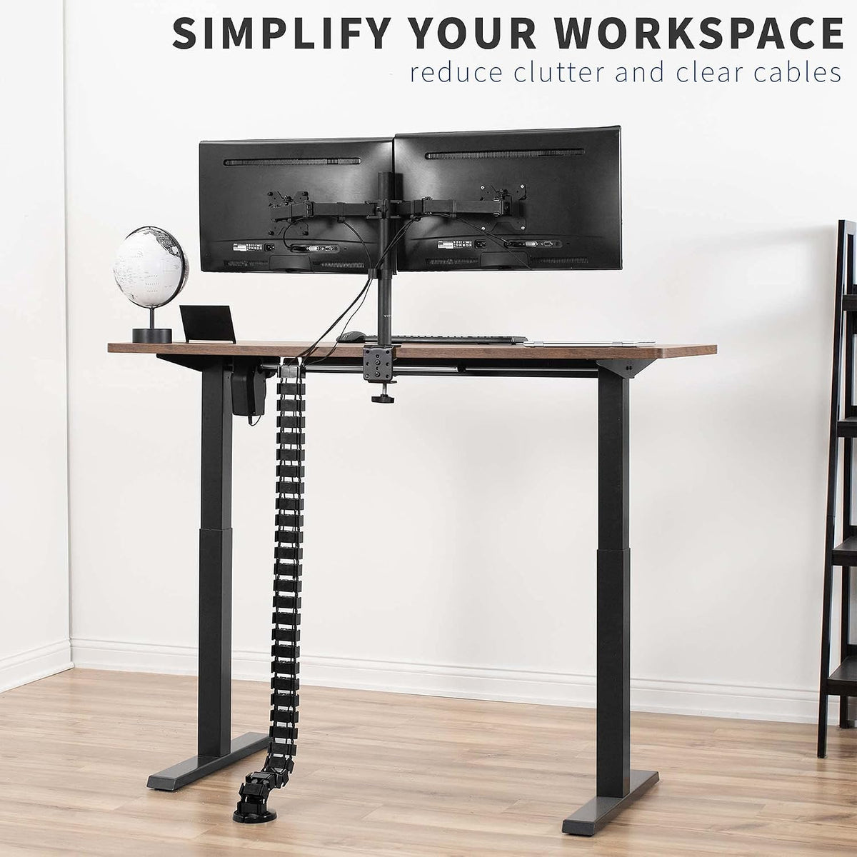 VIVO Black Under Desk Vertebrae Cable Management Kit, DESK-AC01C