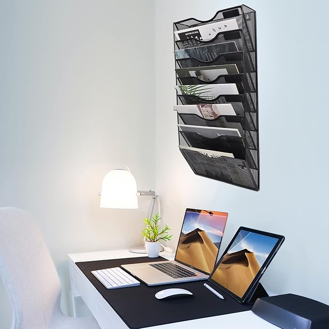 EASEPRES 8 Pocket Mesh Hanging Wall File Organizer, Wall Mounted Mail Paper - Image 6