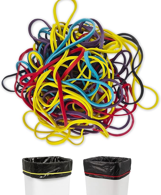 50Pack Trash Can Rubber Bands, 5 Colors Large Rubber Bands, Heavy Duty by Unknown