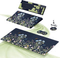 Ospelelf Keyboard Wrist Rest Stand Pad and Ergonomic Mouse Pad Set with Large Mousepad, Memory Foam Comfort, Premium Office Desk Accessories for Pain Relief, Moonlit Blossoms
