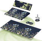 Ospelelf Keyboard Wrist Rest Stand Pad and Ergonomic Mouse Pad Set with Large Mousepad, Memory Foam Comfort, Premium Office Desk Accessories for Pain Relief, Moonlit Blossoms