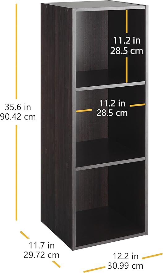 Whitmor 3 Cube Bookcase, 3 Tier Stackable MDF Bookself, Open Storage Display - Image 3