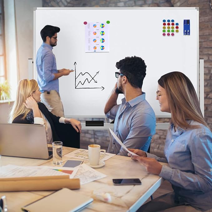 Max-officoo 60"x40" Mobile Whiteboard Double-Sided Magnetic Large Dry Erase - Image 4