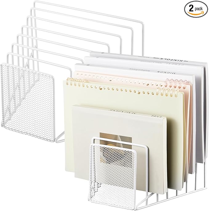 2 Pcs 7 Section Incline File Sorter Metal Wire Mesh File Rack by Chivertion