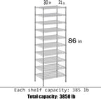 Regal Altair 21" Deep x 30" Wide x 86" Height Wire Shelving Kit | 10-Tier | NSF - Image 3