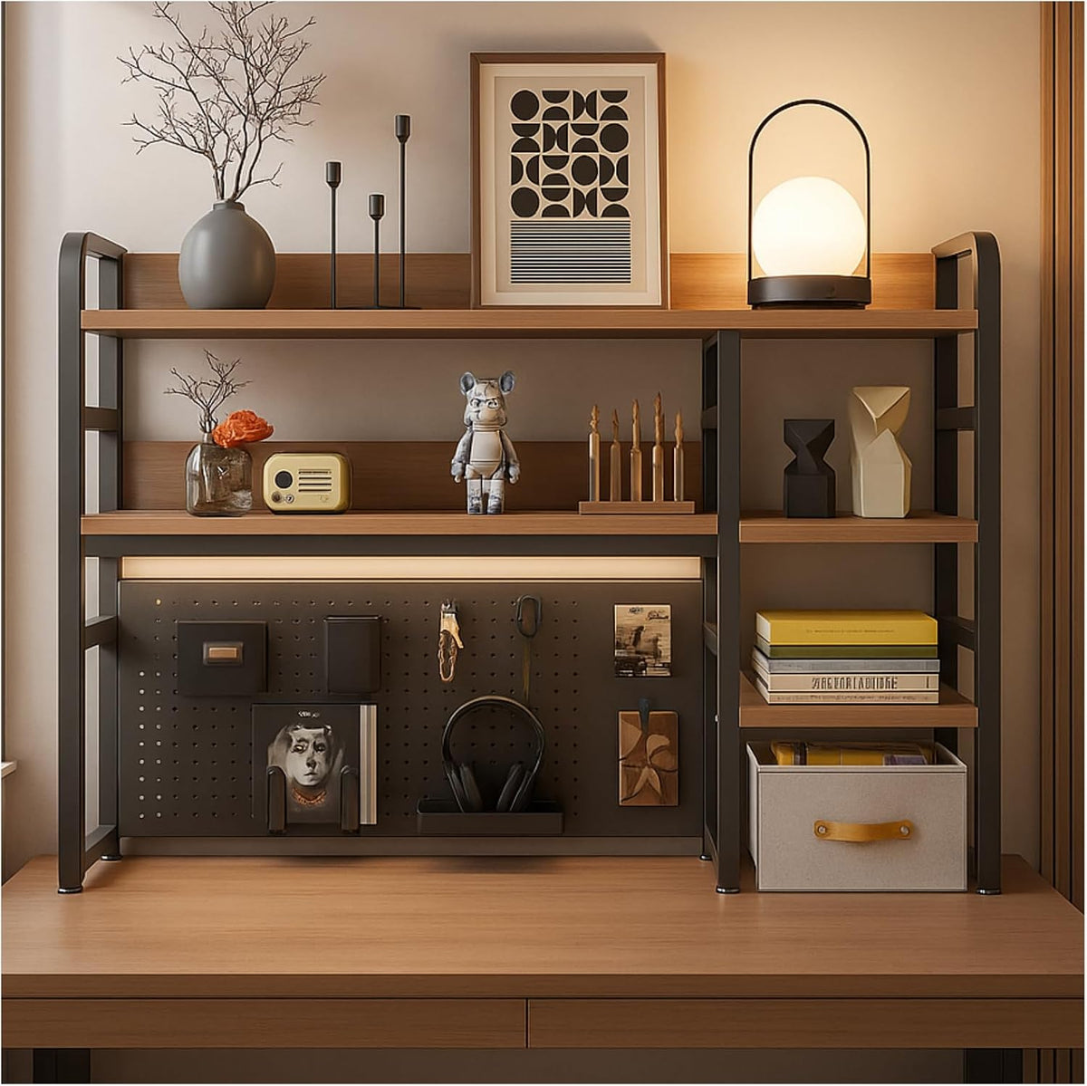 Desktop Bookshelf, pegboard Storage and Organization Rack, Dorm Desk Shelf, D...