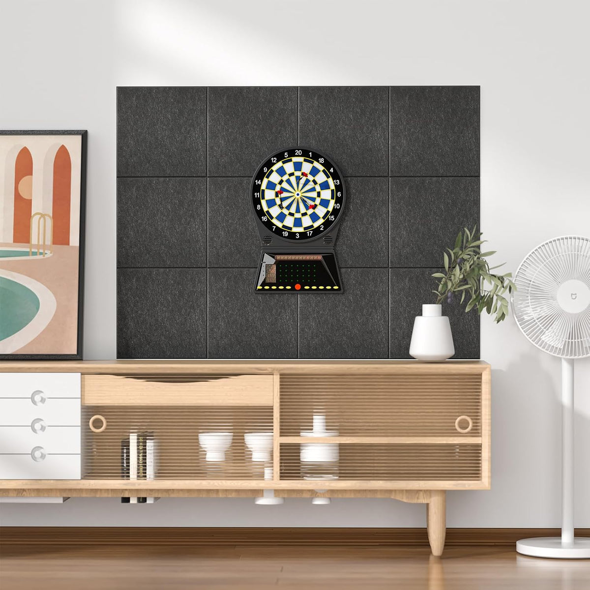 MaxGear Felt Bulletin Board 48" x 36", Dark Gray Felt Wall Tiles Wa...