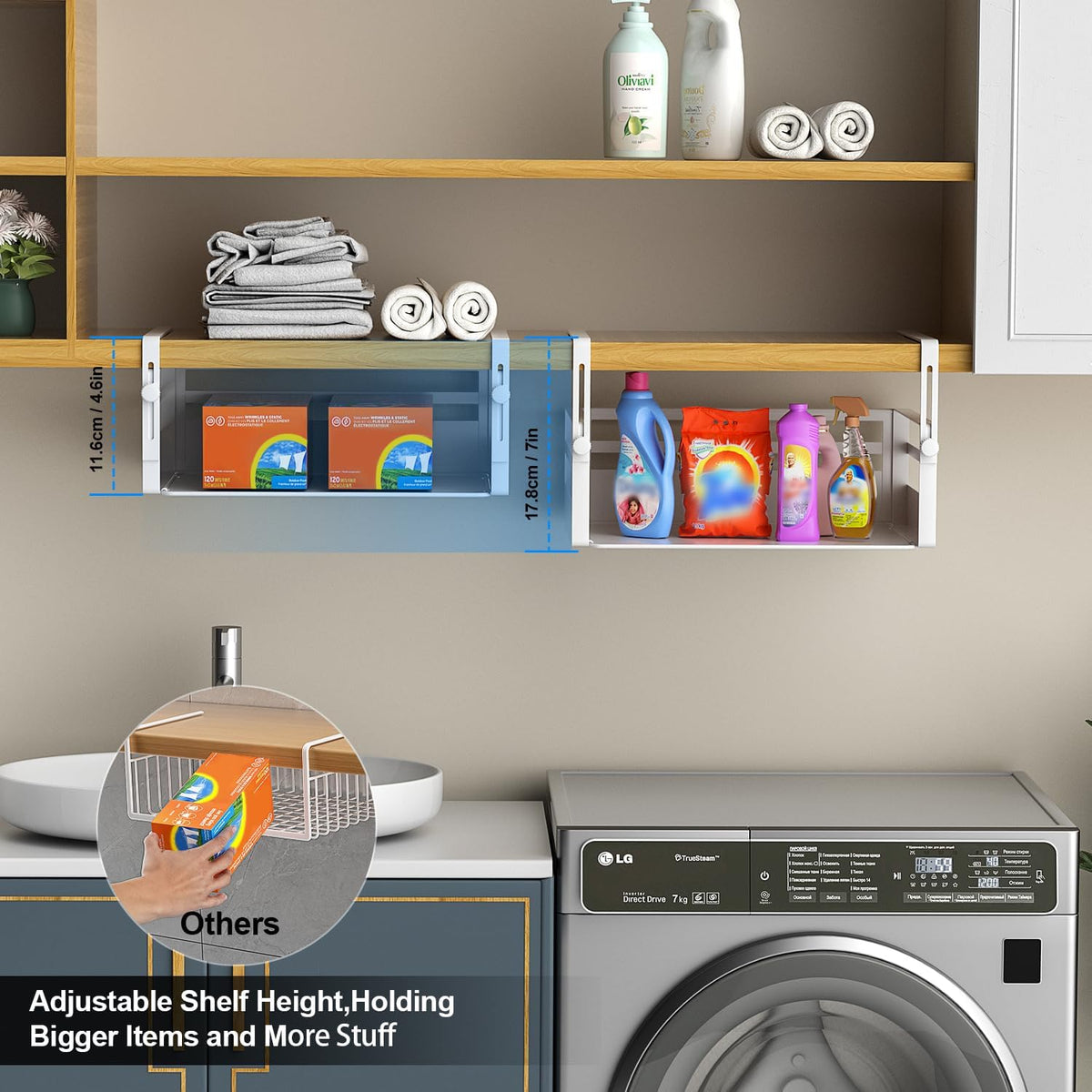 AmonHouseware 2 Pack Under Shelf Storage Basket Organizer,Adjustable Hanging ...
