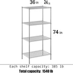 Regal Altair 24" Deep x 36" Wide x 74" Height Wire Shelving Kit | 4-Tier | NSF - Image 3