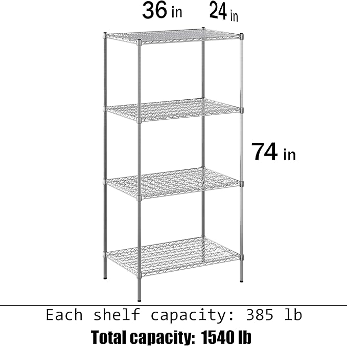 Regal Altair 24" Deep x 36" Wide x 74" Height Wire Shelving Kit | 4-Tier | NSF - Image 3