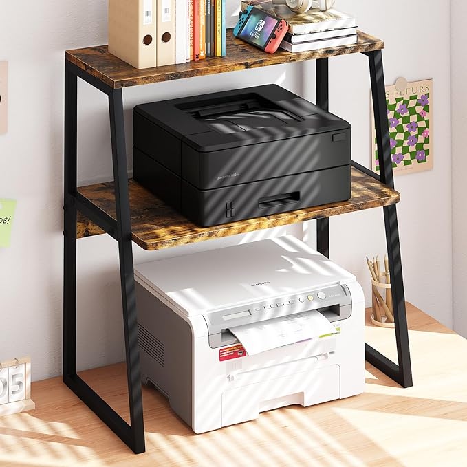 Arbuxzuy Printer Stand for Desk, Desktop Printer Shelf, 3 Tier Desk Shelf for by Arbuxzuy