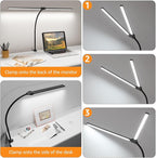 ShineTech Led Desk Lamp for Office Home, Bright Double Head Desk Light - Image 6