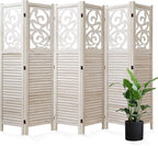 Room Divider Wood Carved Wall Divider Indoor Folding Portable Partition Screen - Image 8